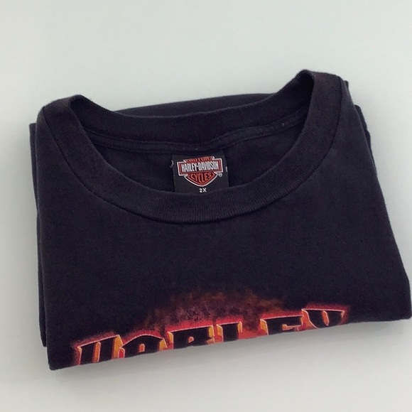 Harley Davidson Logo on fire Louisiana SS t shirt size 2X - Picture 11 of 12